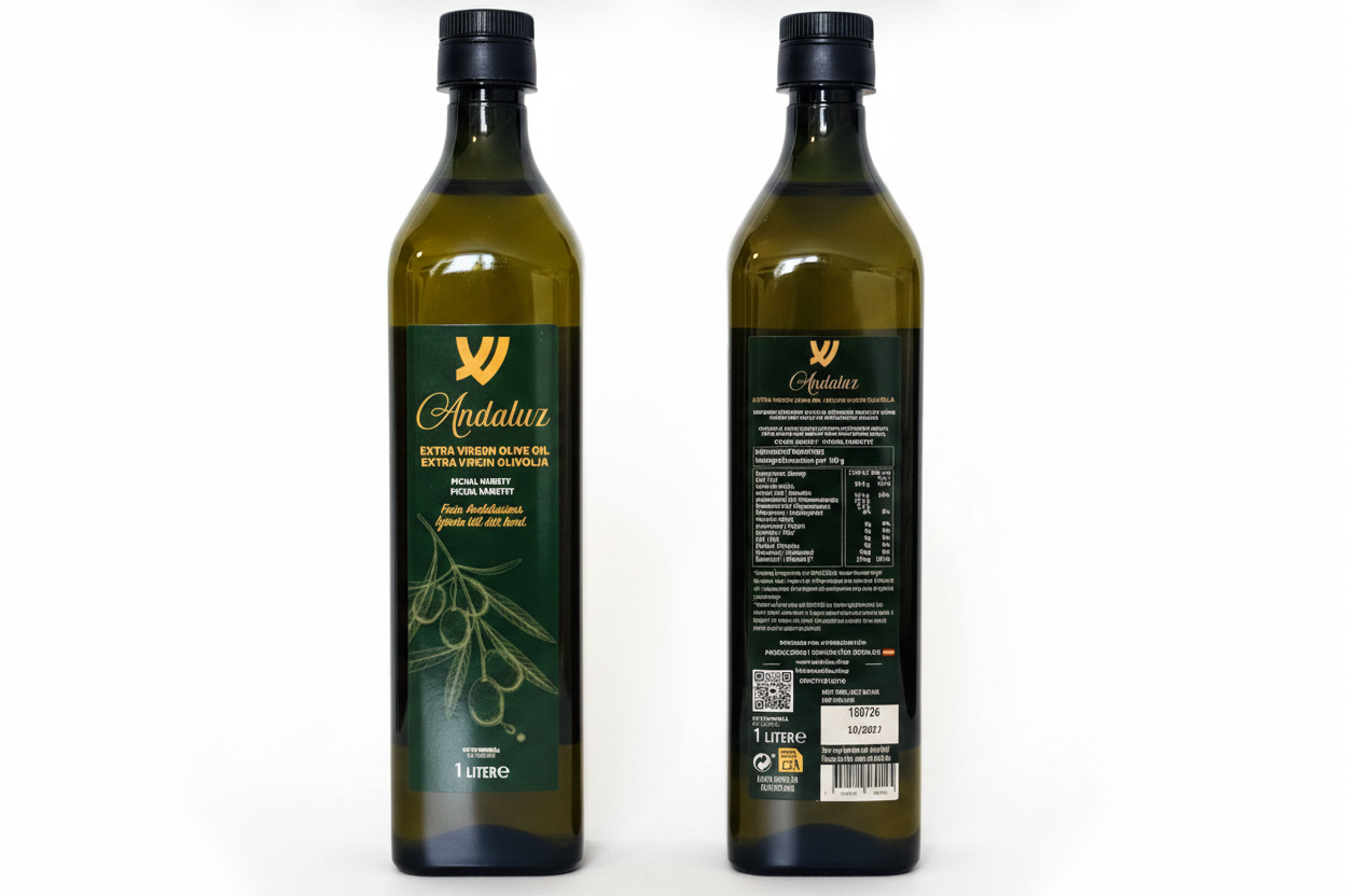 Andaluz framsida och baksida sida vid sida